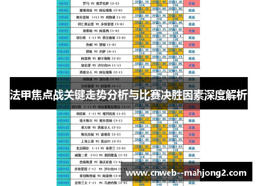 法甲焦点战关键走势分析与比赛决胜因素深度解析